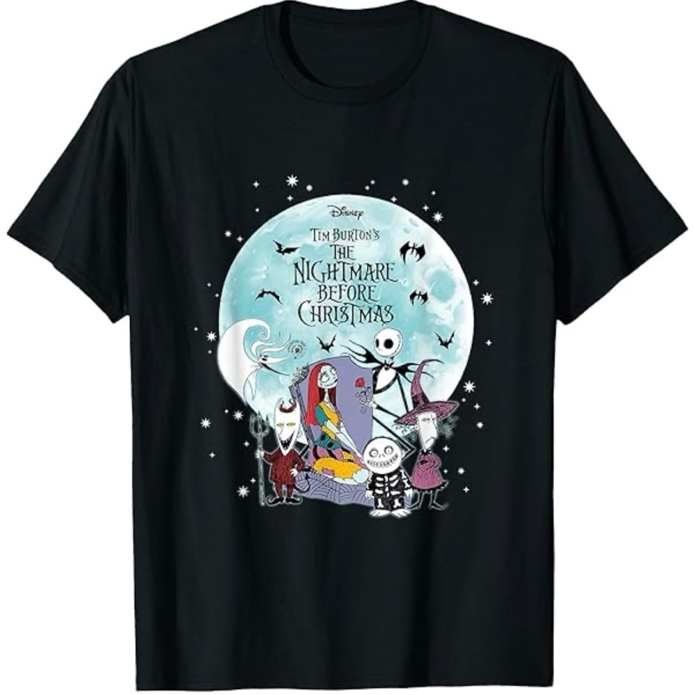 Disney Black T-Shirt with Nightmare Before Christmas Design - Picture 1 of 9